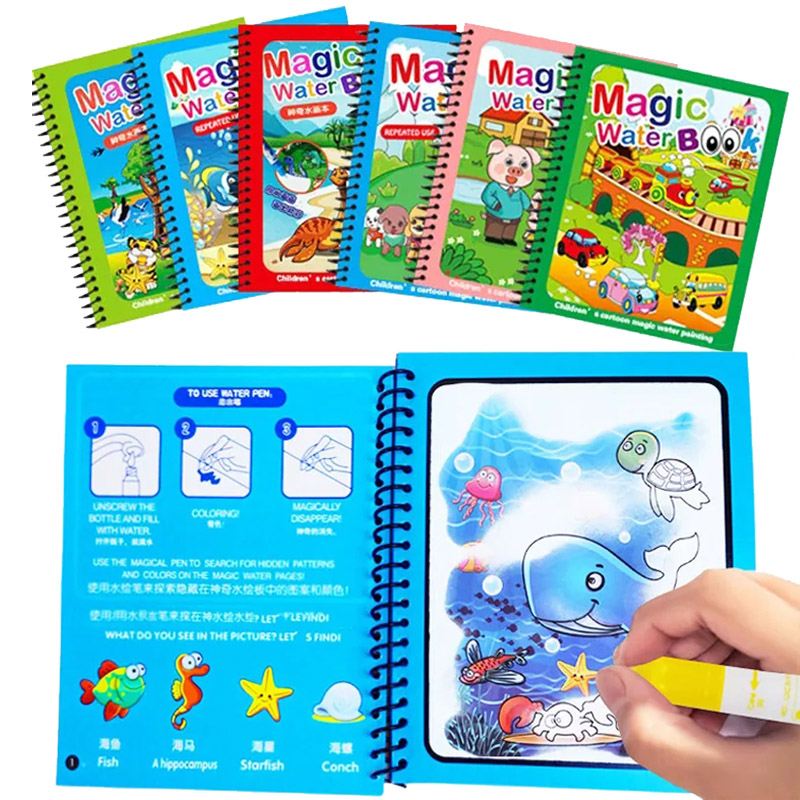 Reusable Water Magic Coloring Book - Kinder Montessori Spielzeug wieder verwendbares Malbuch