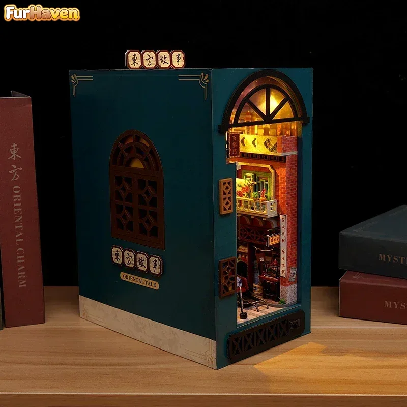 Diy Wooden Book Nook Kit Shelf Insert - DIY Holz Orientalische Geschichten Chinesisches Bücherregal