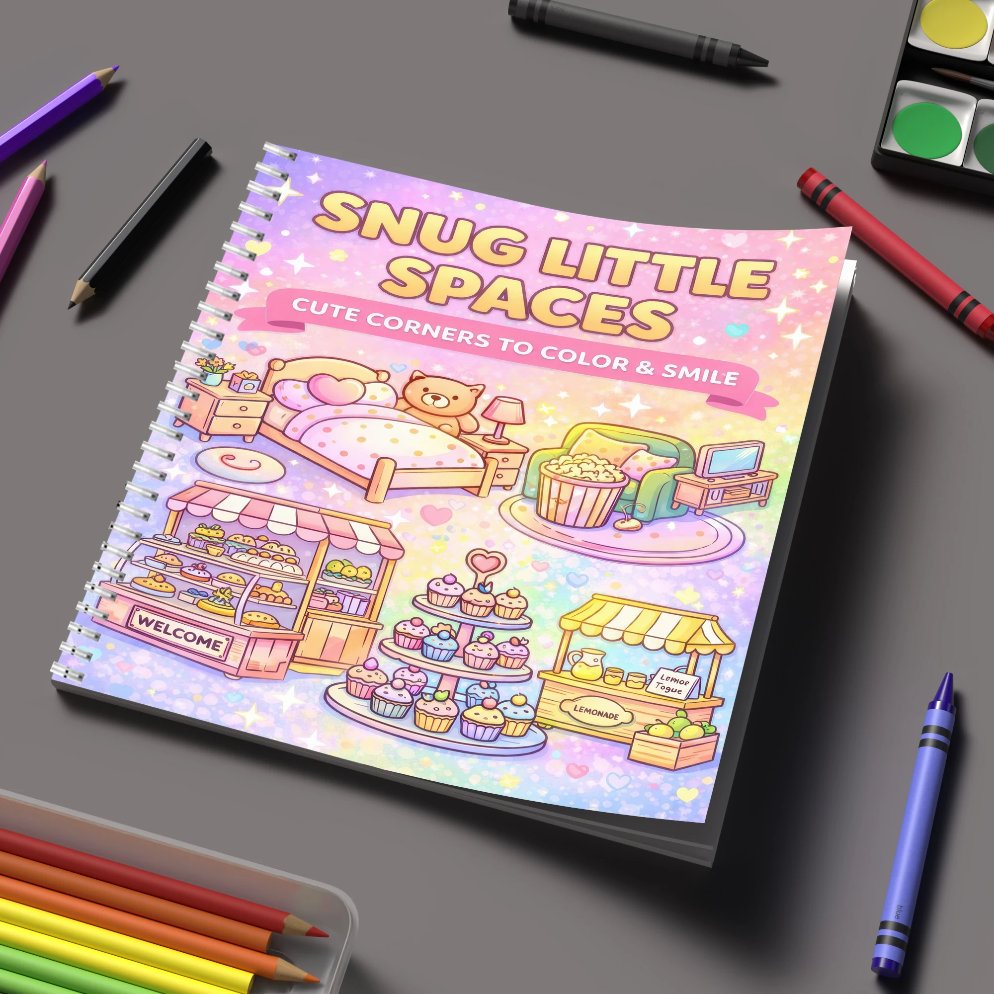 Adult Coloring Book Stress Relief - Malbuch „Kleine Räume“ für Erwachsene, Geburtstagsgeschenk,