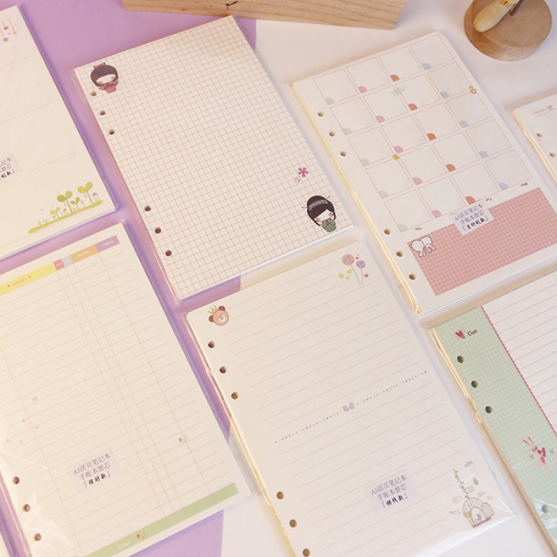 A5 Spiral Dotted Grid Notebook - Kawayi A5 A6 Loseblatt-Notizbuch, Nachfüllung, Spiralbinder,