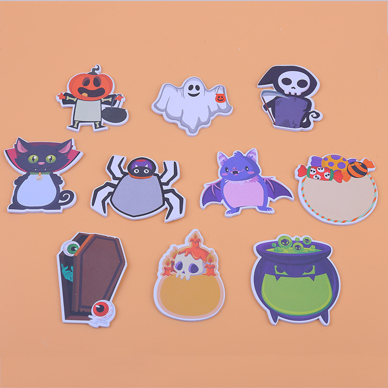 Stationery Books - 200 Seiten Halloween-Thema-Notizblöcke-Set, Haftnotizen, Briefpapier, Etikett,