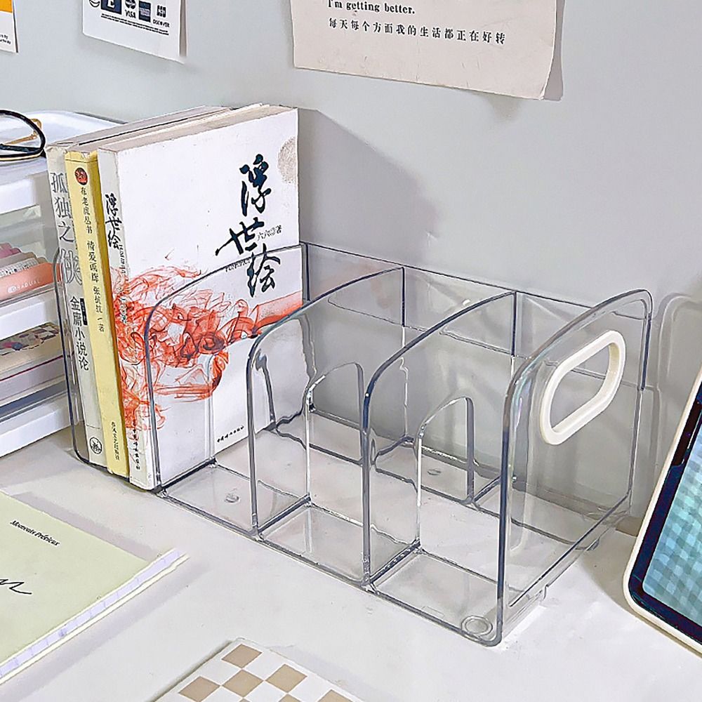 Clear Acrylic Book Stand Holder - Tragbare, durchsichtige Acryl-Buchstützen mit Griff, Schreibtisch-Organizer,