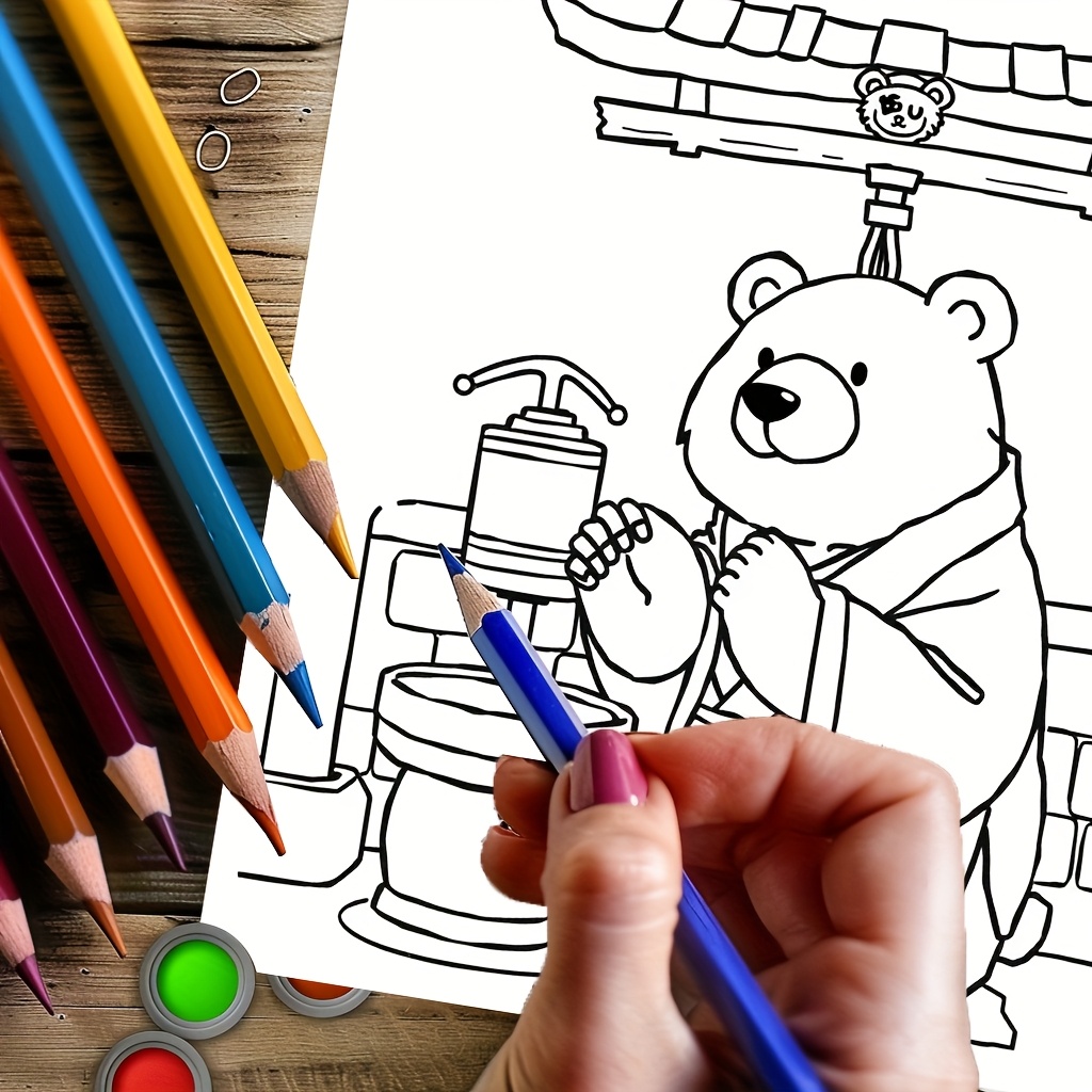28-seitiger süßer Bär in Japan – Adult Coloring Book Stress Relief Bewertung und Preis
