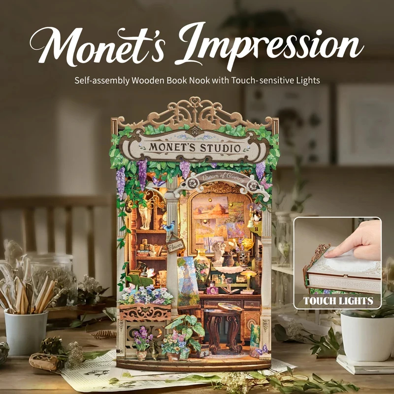 Hölzernes Monet-Studio-Bücherr – Diy Wooden Book Nook Kit Shelf Insert Bewertung und Preis