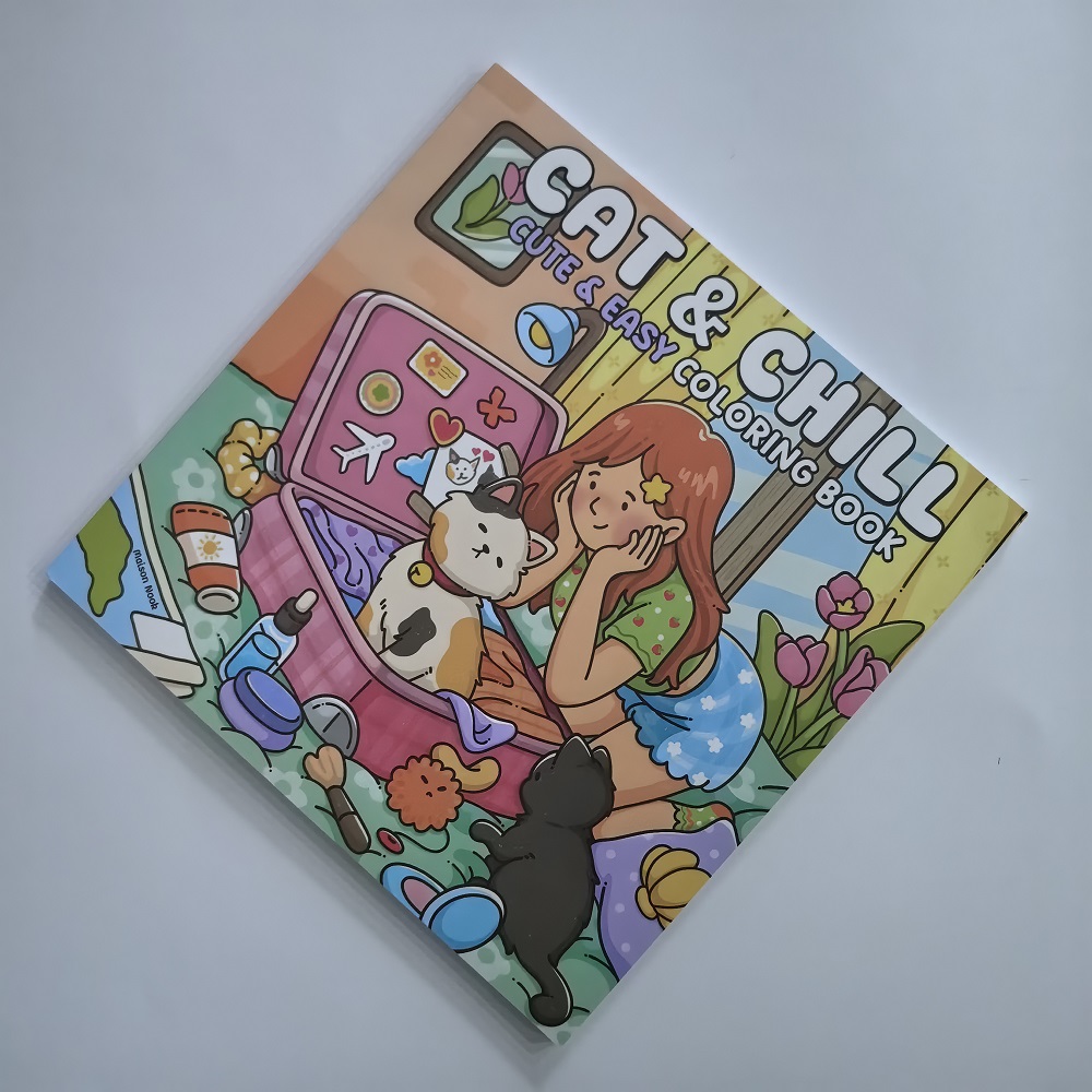 Katze und Mädchen, süßes, einf – Adult Coloring Book Stress Relief Bewertung und Preis