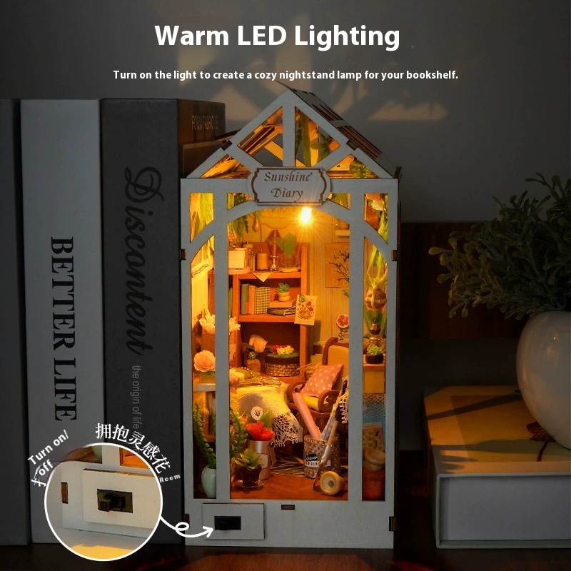 Diy Holz Sonnenschein Tagebuch – Diy Wooden Book Nook Kit Shelf Insert Bewertung und Preis